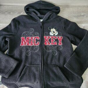 Disney Sweatshirt Women XL Black Hoodie Mickey Mouse Graphic Full Zip Pocket NWT